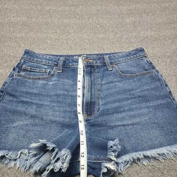 Hollister Ultra High Rise Mom Short 3 Inch Inseam Frayed Denim Blue W30 - Picture 3 of 9